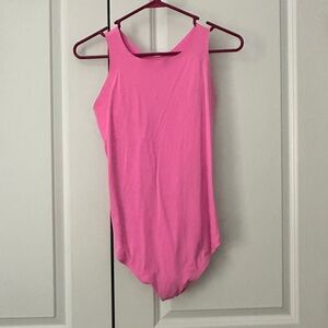 Woman’s pink racer back bodysuit